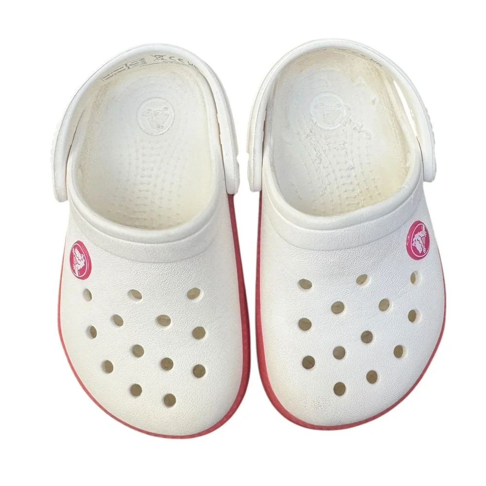 Crocs Kids Classic Cutie Clog‎ White Pink Platform Sandals Toddler Size 8